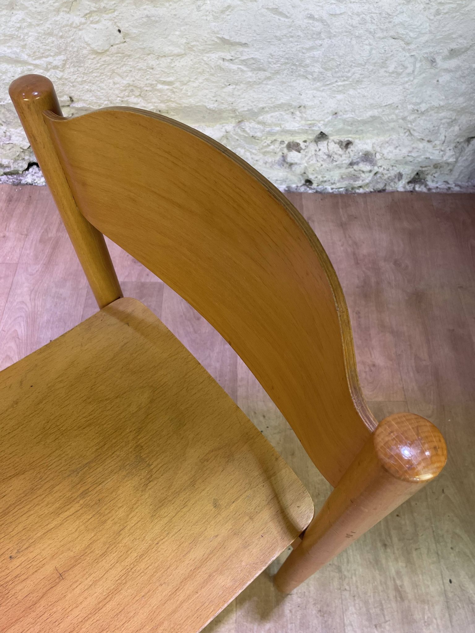 Set of 6 stackable vintage wooden chairs