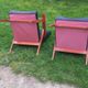 Pair of vintage beech armchairs feet compass covered with black moleskine from the 50s