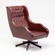 Italian reclining chaise longue from the 1950s in oxblood Naugahyde.