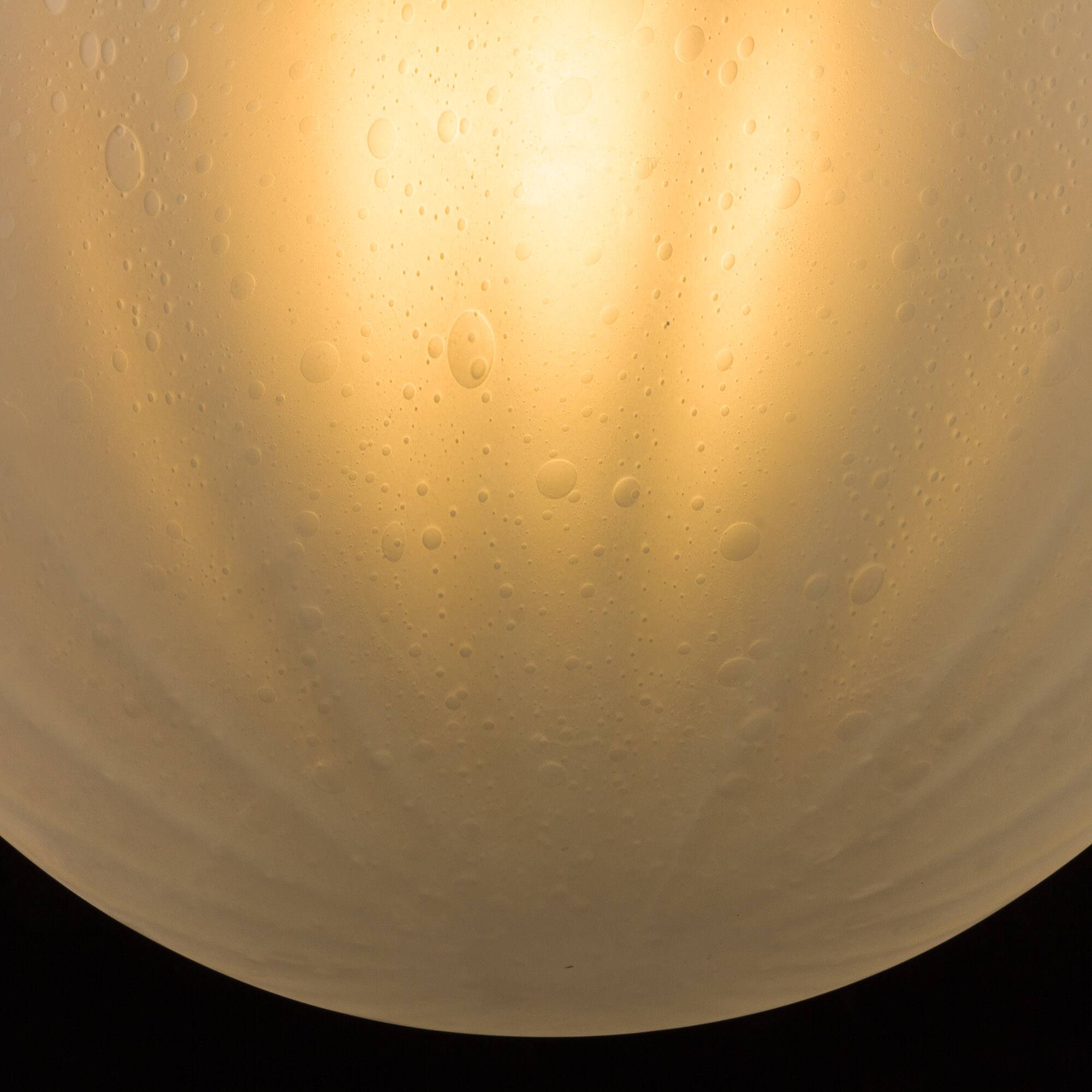 Extra Large Murano glass, handblown "frosted drop" pendant with brass detail