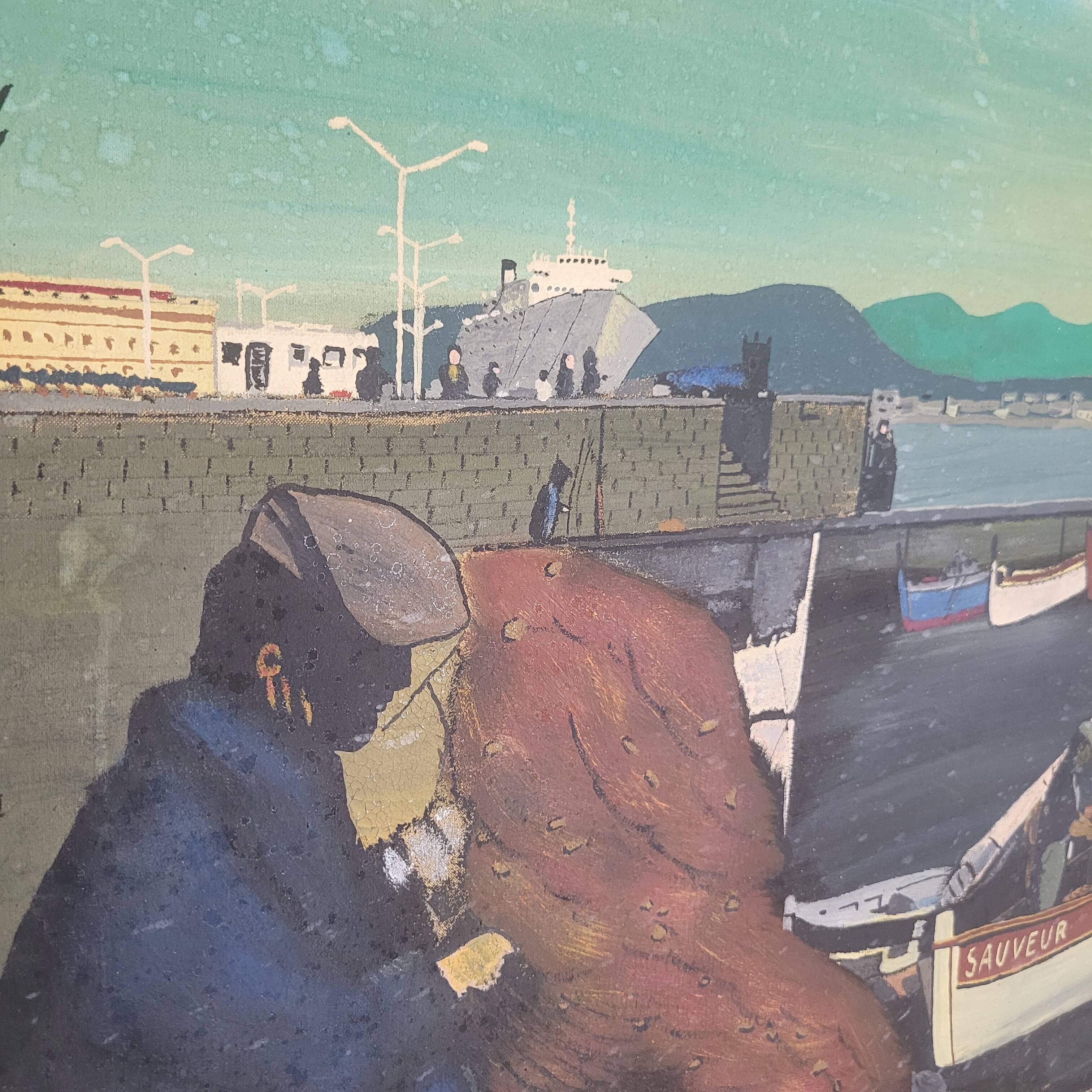 Oil painting on canvas in the style of Corto Maltes 20th century