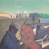Oil painting on canvas in the style of Corto Maltes 20th century