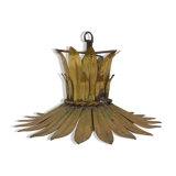 Ceiling lamp flower leaf golden metal year 70