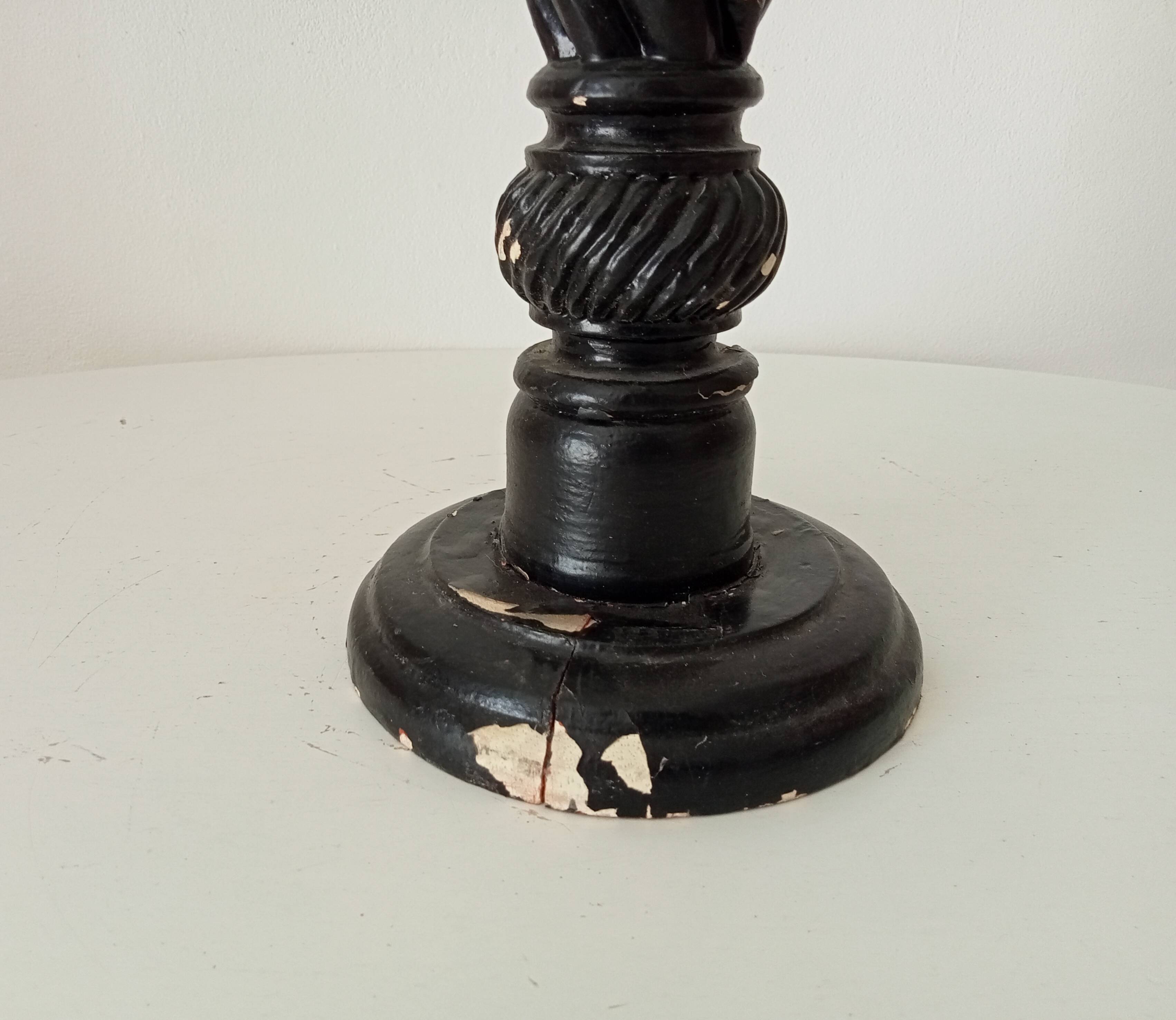 Large antique carved wooden candlestick