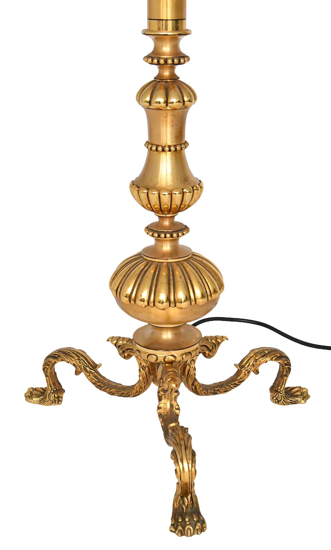 Bronze and gilded brass floor lamp with six lights