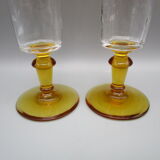 Paire de flutes a champagne anciennes bicolore
