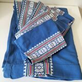 grande nappe et 11 serviettes vintage basque bleu indigo,