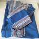 Large tablecloth and 11 vintage Basque indigo blue napkins