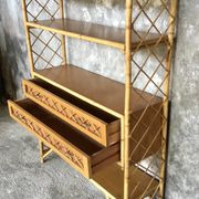 Rattan bookcase, vintage 1960