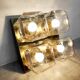 Vintage brass square flush mounts glass ceiling lamp Glashütte Limburg