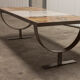 Ceramic coffee table and brushed steel Roche Bobois design Gregorieff 70s, 108x47cm