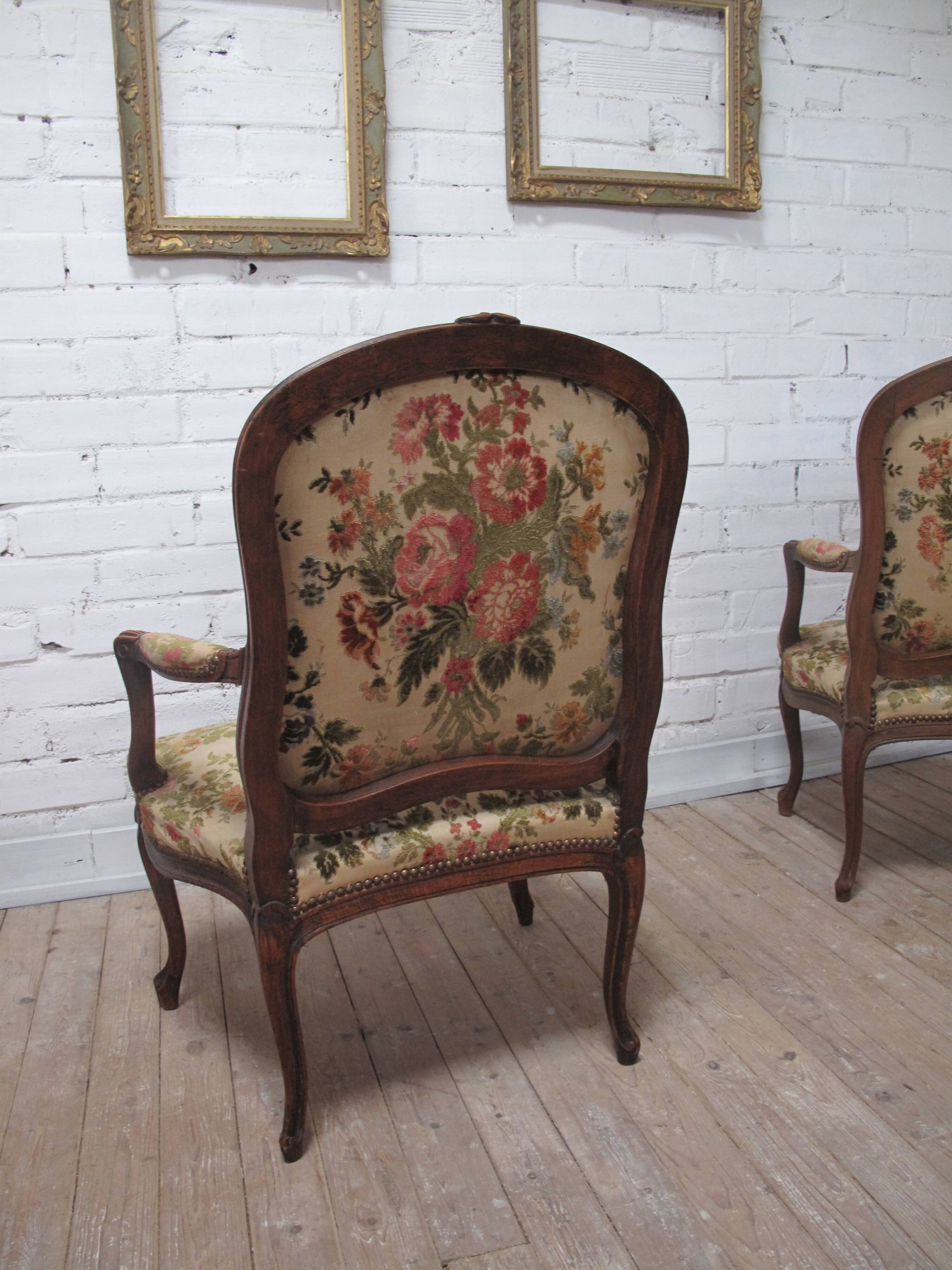 2 Louis XV convertible armchairs