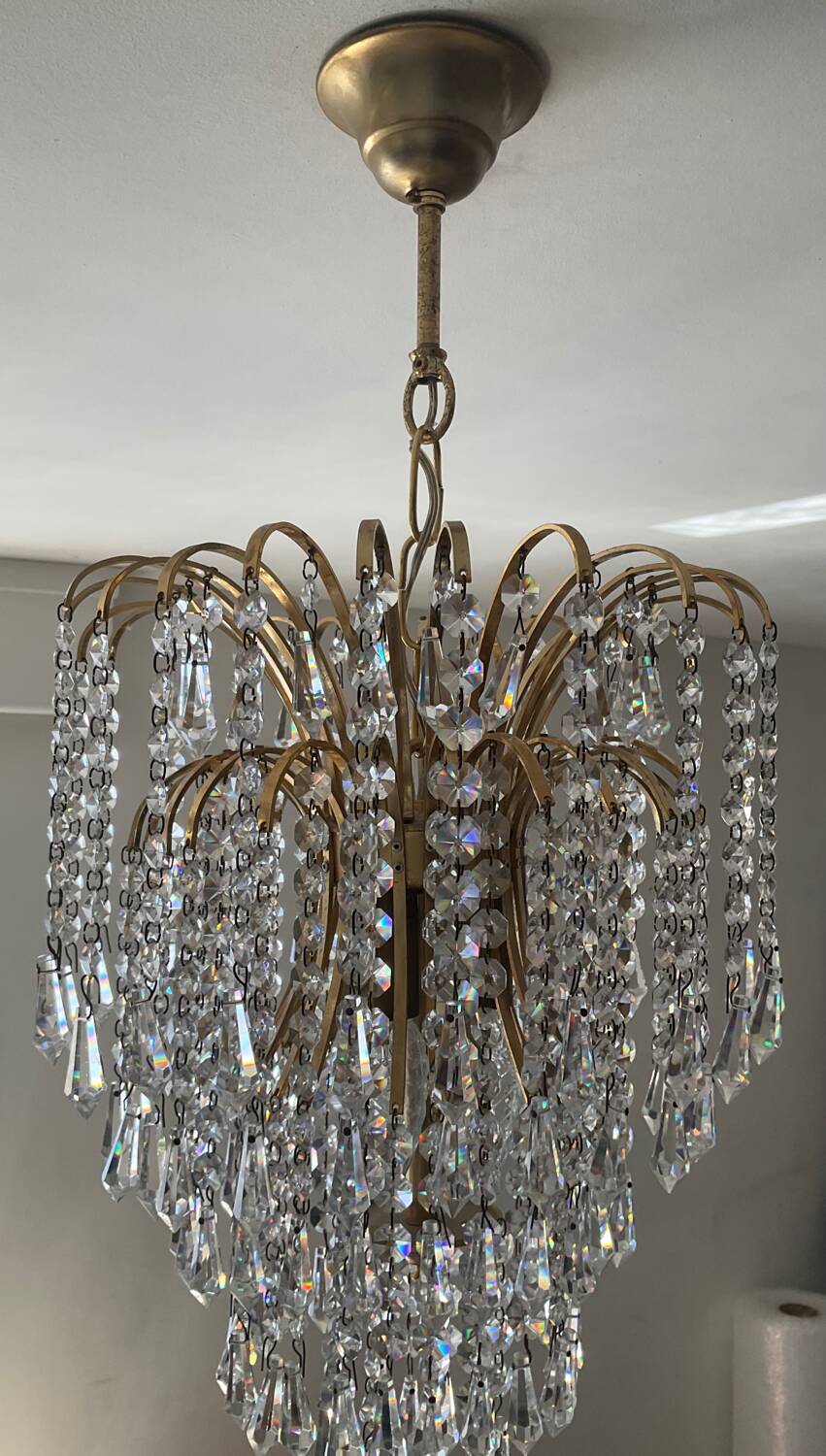 70s crystal tassel cascade chandelier