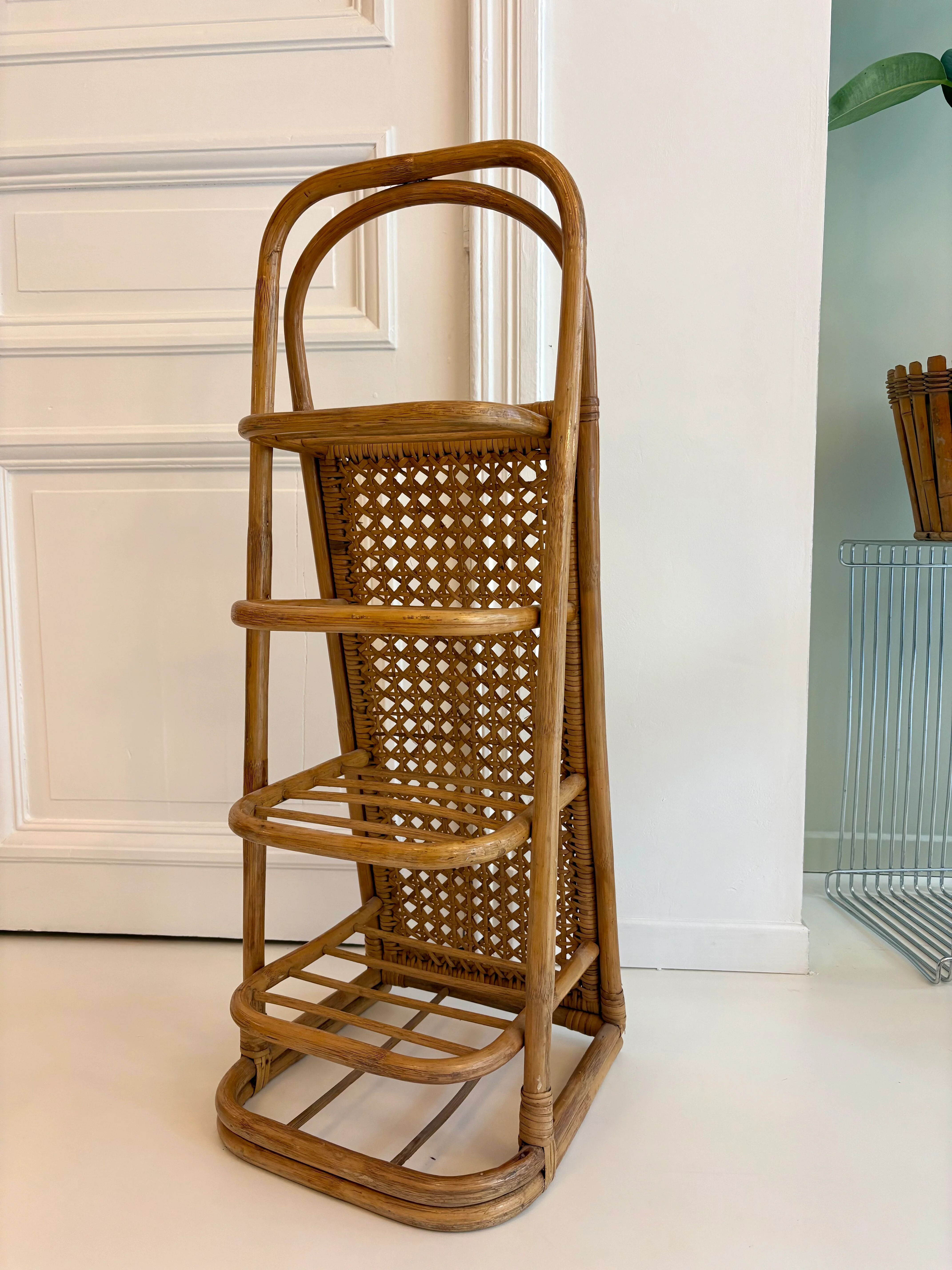 Vintage rattan and cane shelf – 1970s