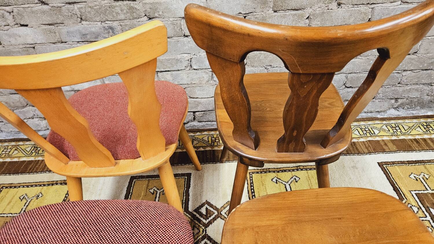 Set of 6 mismatched Baumann style bistro chairs from the 1970s