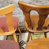 Set of 6 mismatched Baumann style bistro chairs from the 1970s