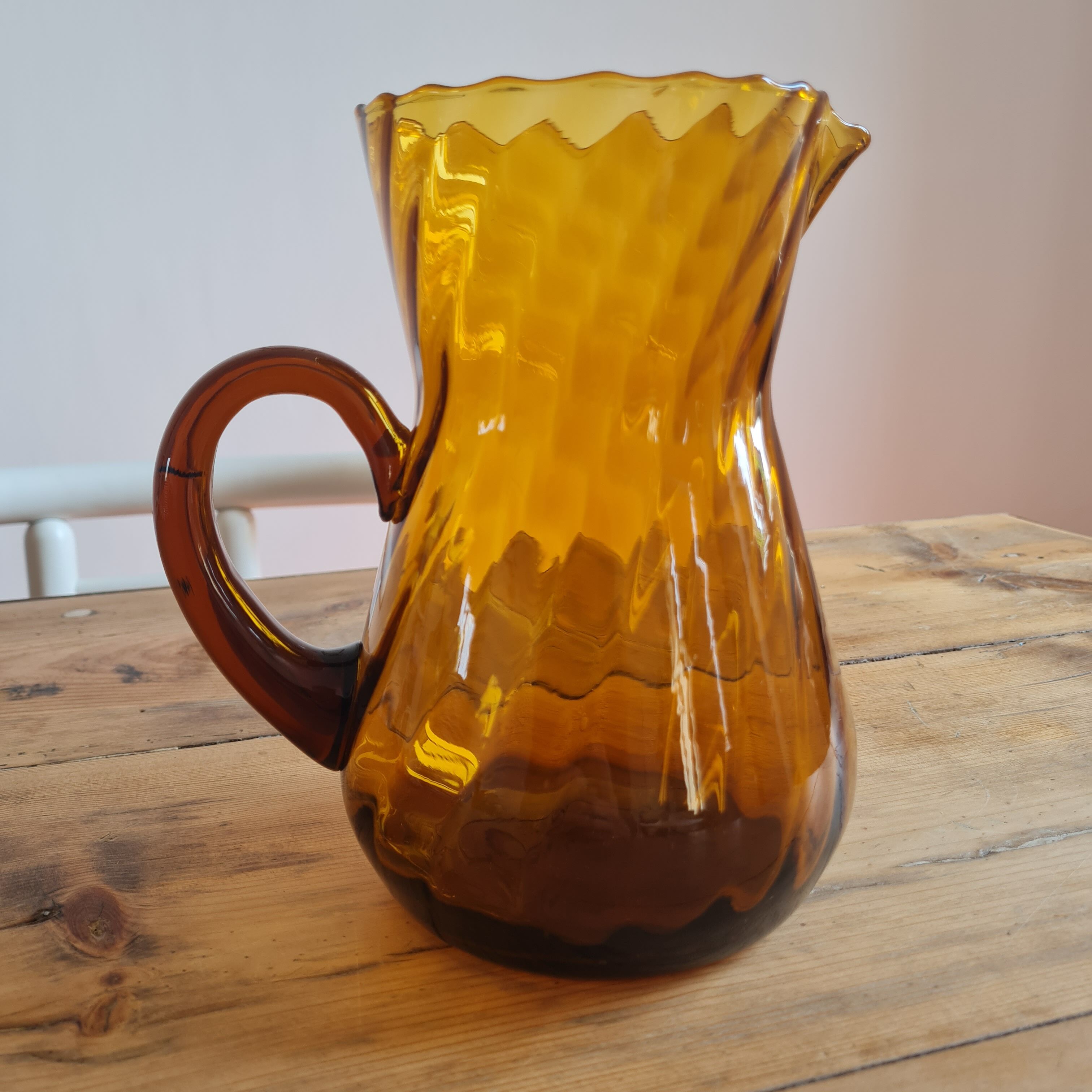 Amber blown glass decanter