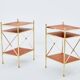 Pair of neoclassical brass leather side tables style Maison Jansen 1970