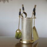 Servant, bronze modernist fireplace set