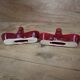 2 Vintage salt cellars in burgundy glazed ceramic slip with gold edging