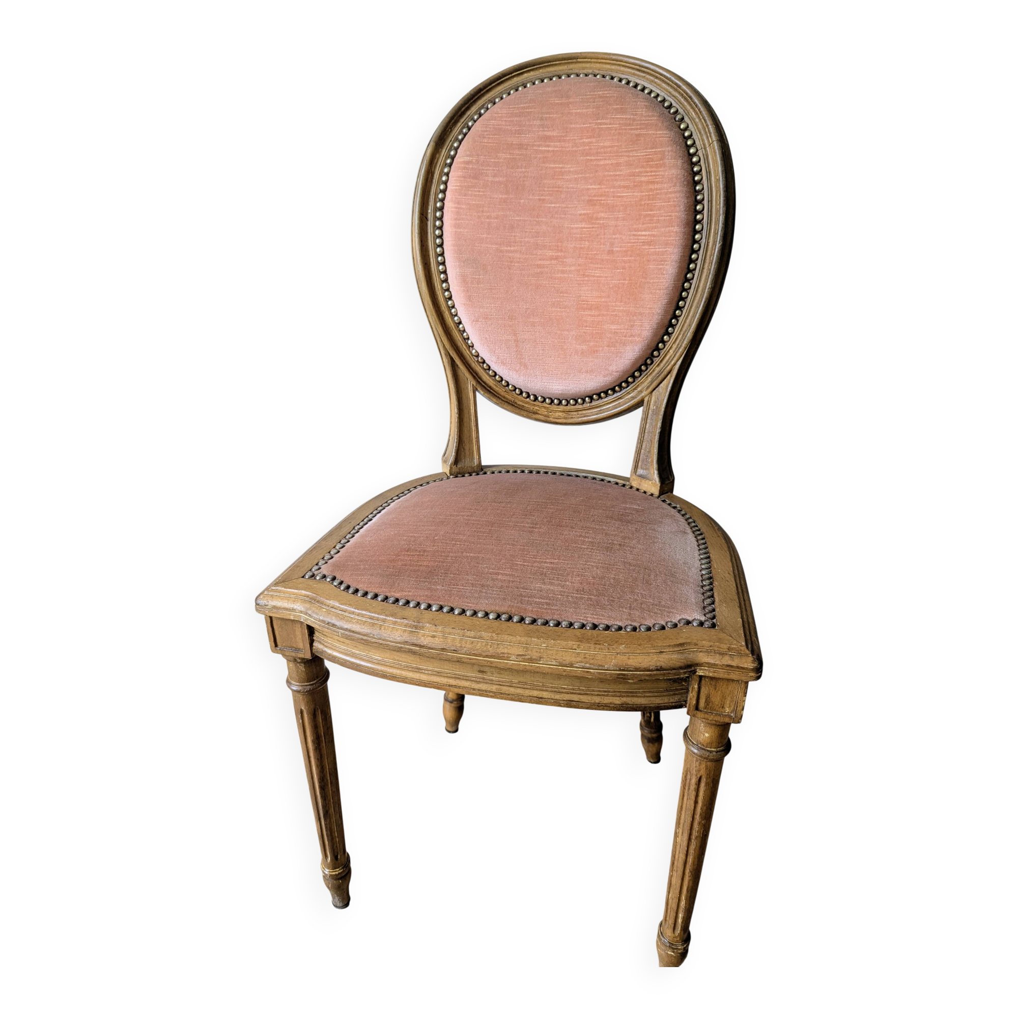 Louis XVI armchair with patina and antique velvet