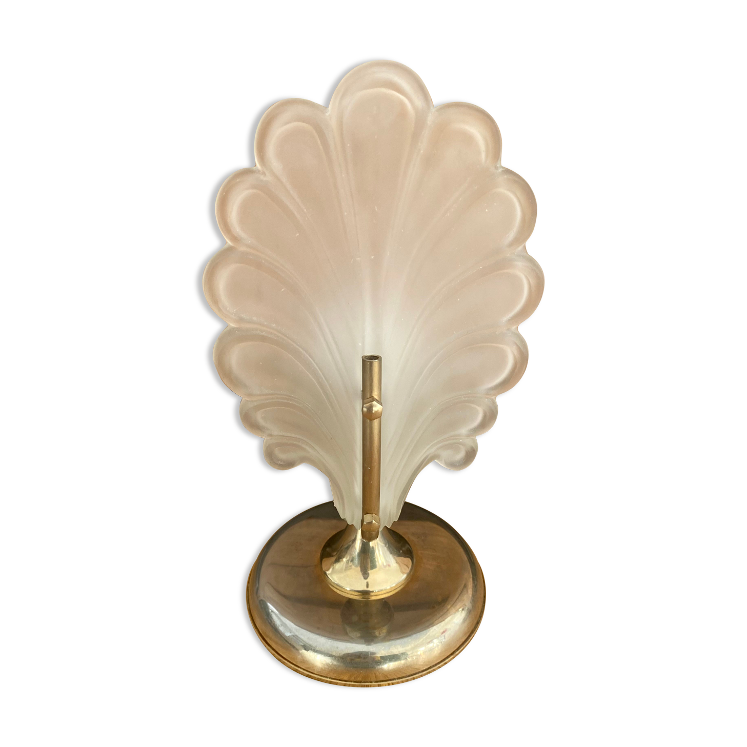 Shell lamp shell frosted glass and art deco brass