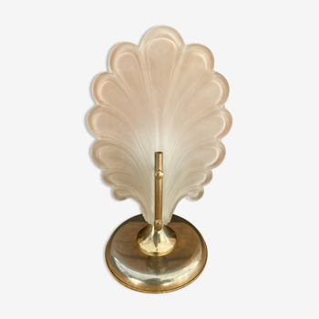 Shell lamp shell frosted glass and art deco brass