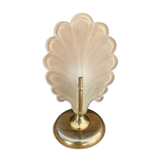 Shell lamp shell frosted glass and art deco brass