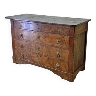 Commode en bois et marbre noir, XIXème siècle