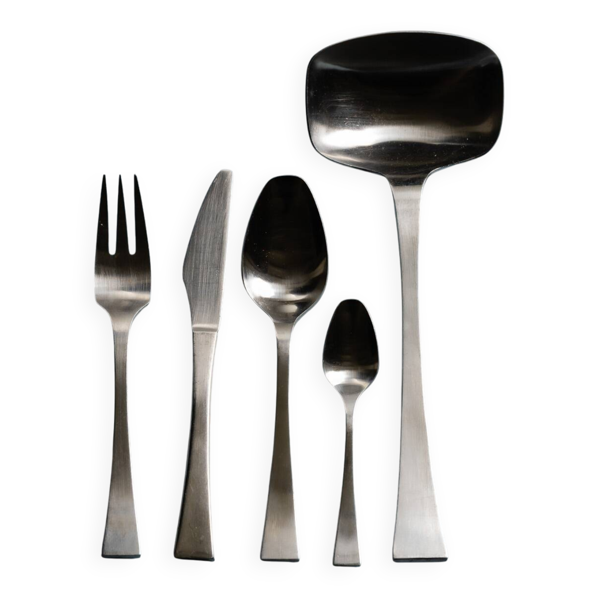GUY DEGRENNE STAINLESS STEEL CUTLERY SET, 1970s