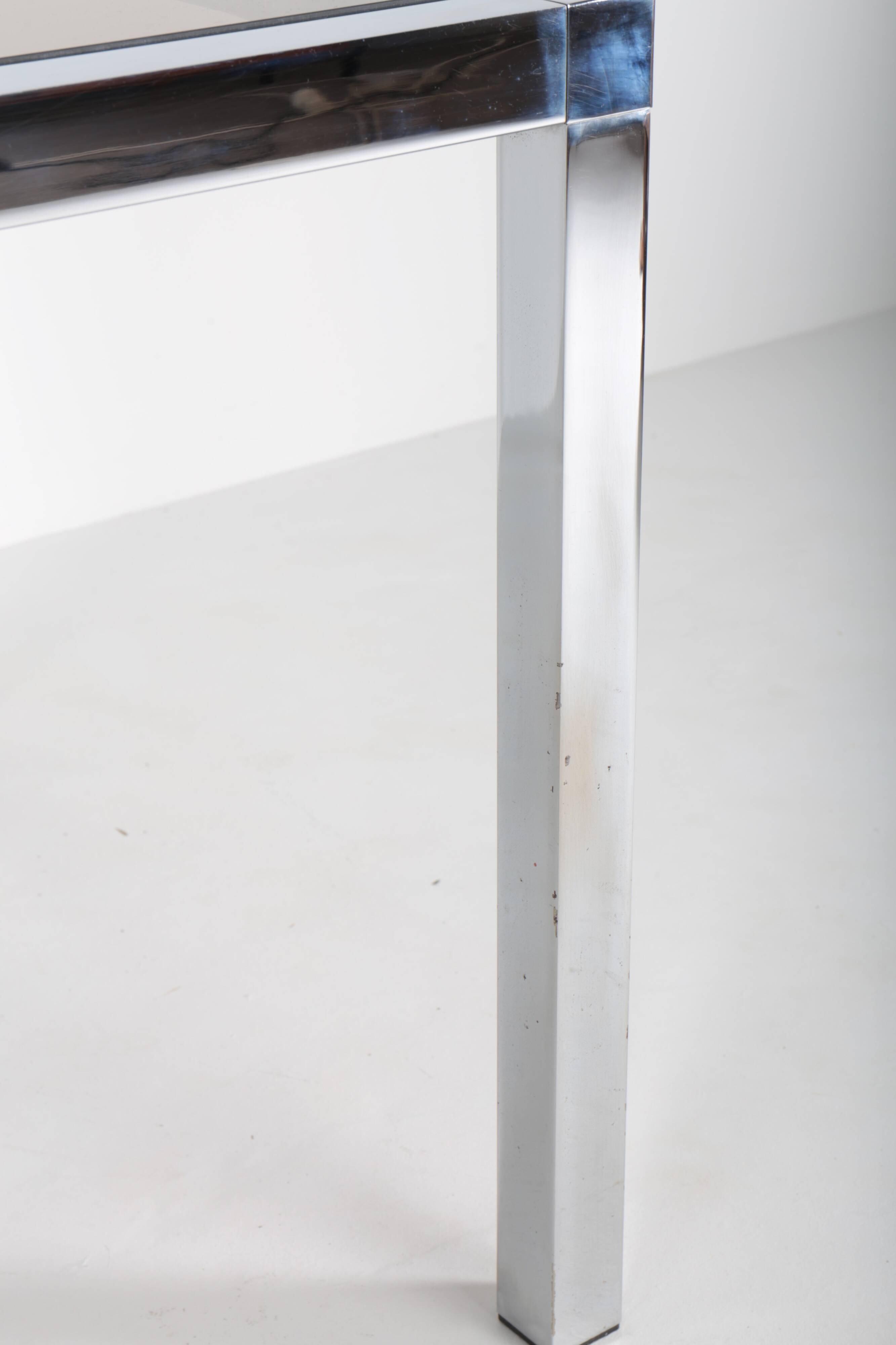 Vintage Roche Bobois table in chrome and smoked glass, 70s