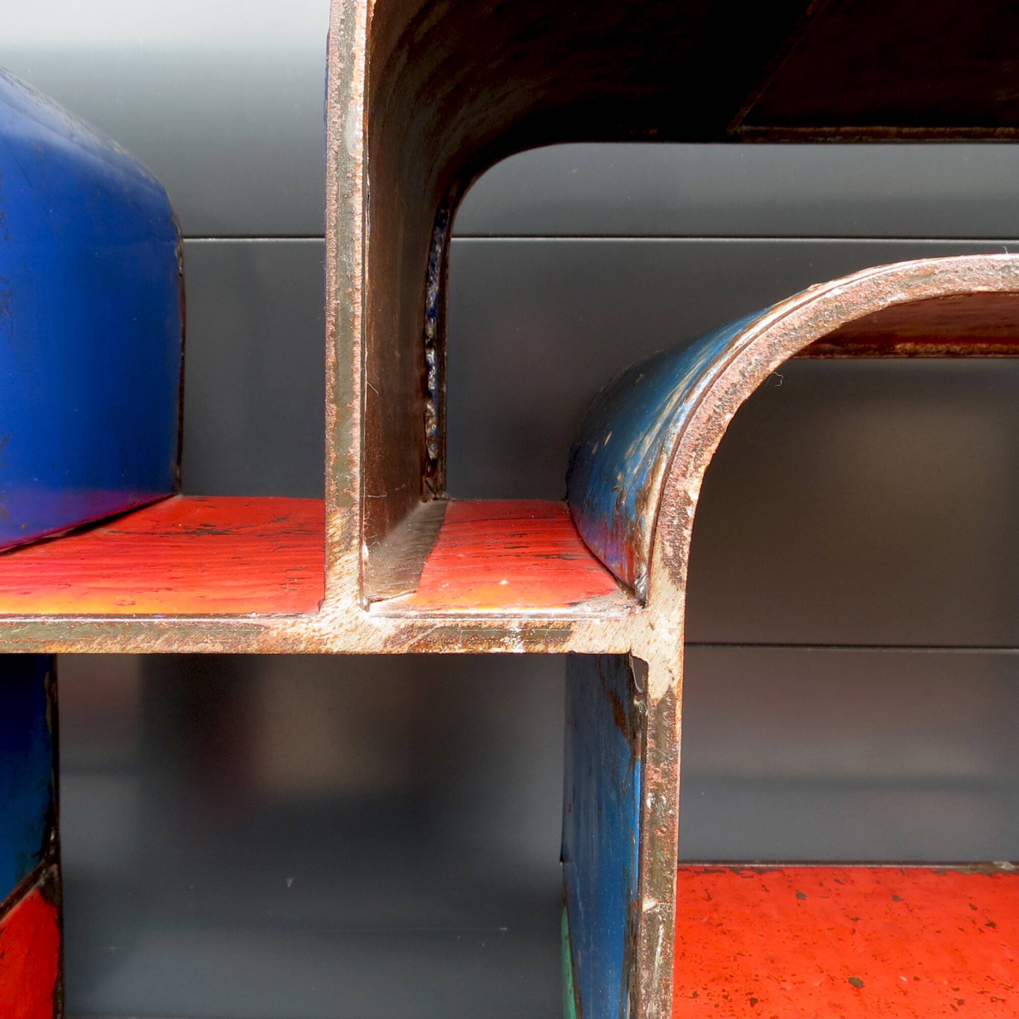 Brutalist shelve of recycled metal, 2000s