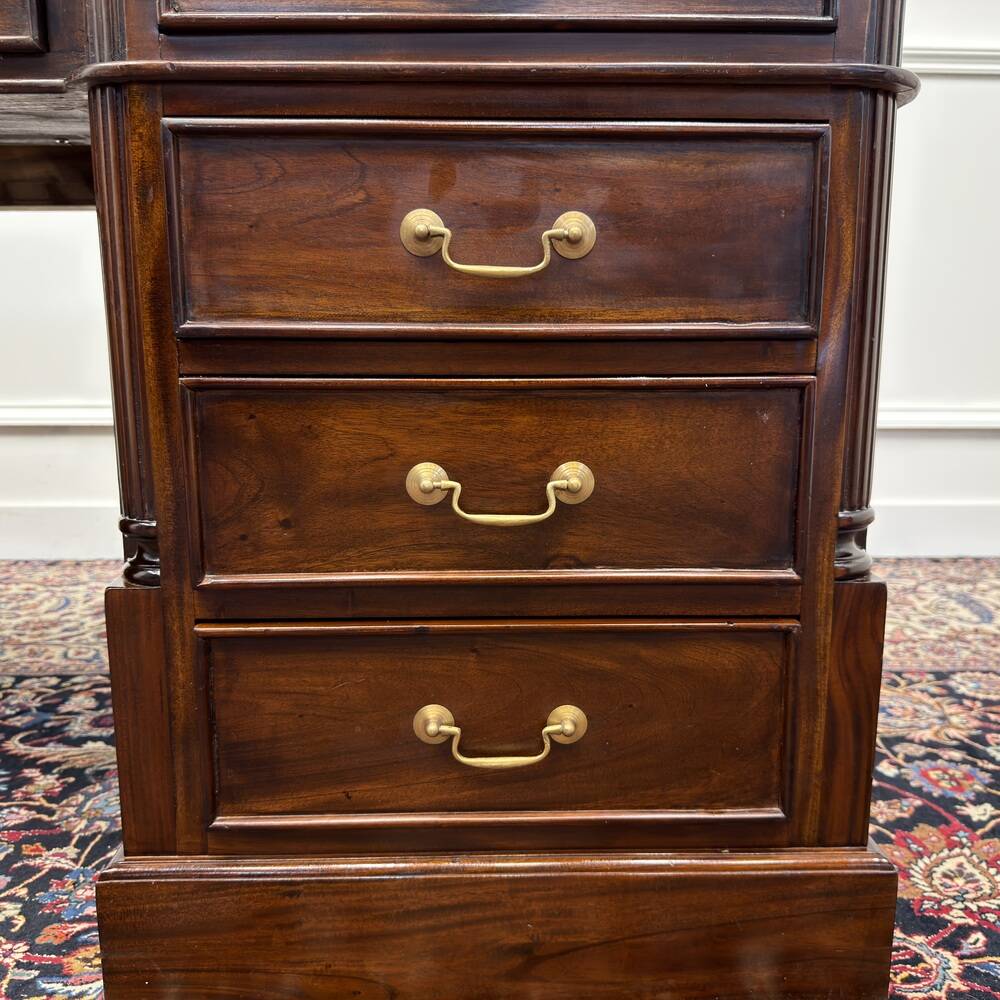 Classic English Desk with Black Leather