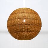 Very rare original XXL rattan ball pendant lamp | Mid Century Modern | Ø 66