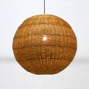 Very rare original XXL rattan ball pendant lamp | Mid Century Modern | Ø 66