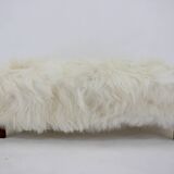 1930s Extraordinary Art Deco Ottoman in Sheepskin Upholstery, Czechoslovakia