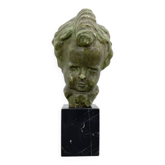 1940s Sculpture on Marble Base by E. Patris, Signed