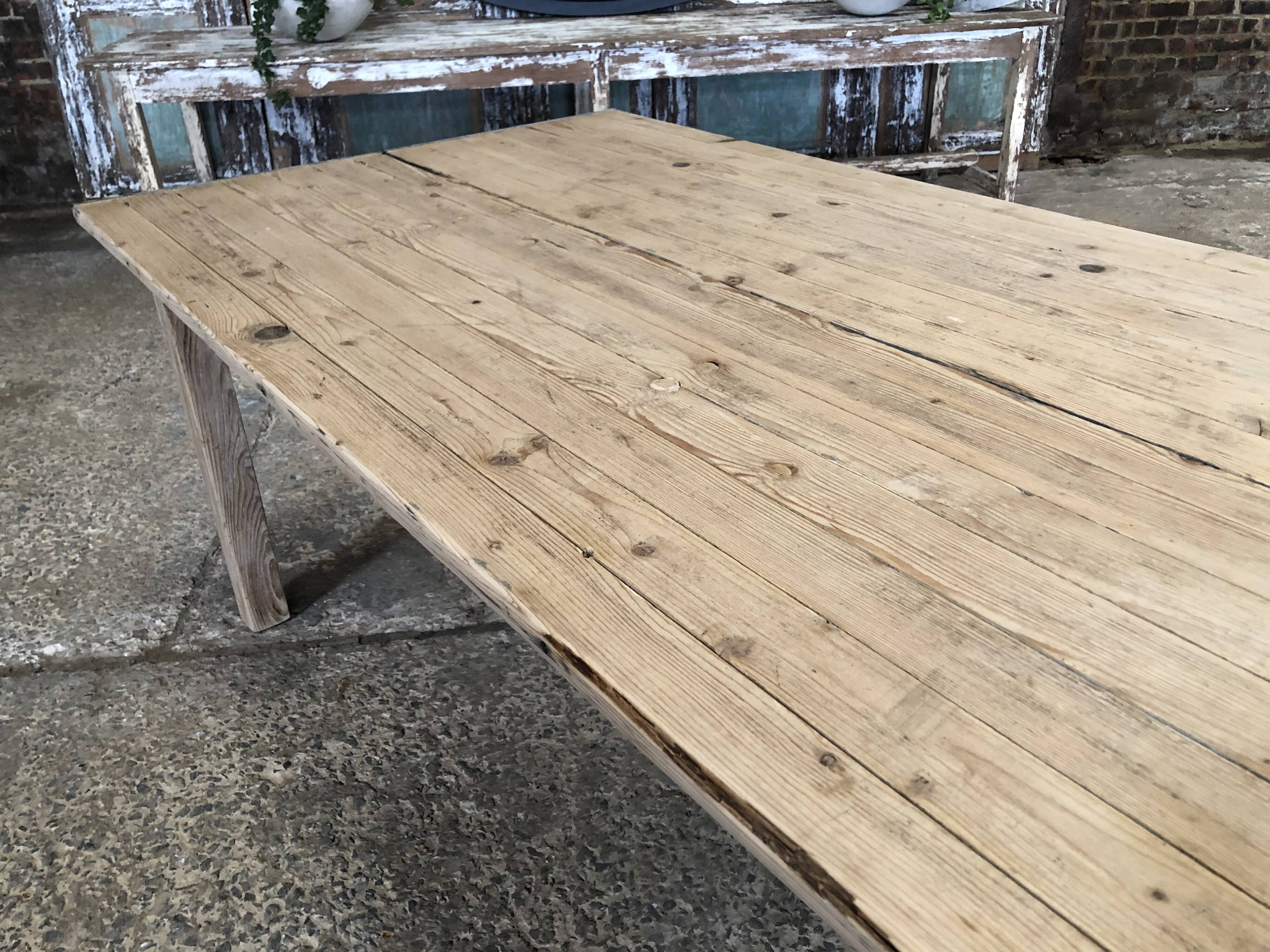 Washed-out wooden dining table