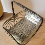 Silver metal and glass basket