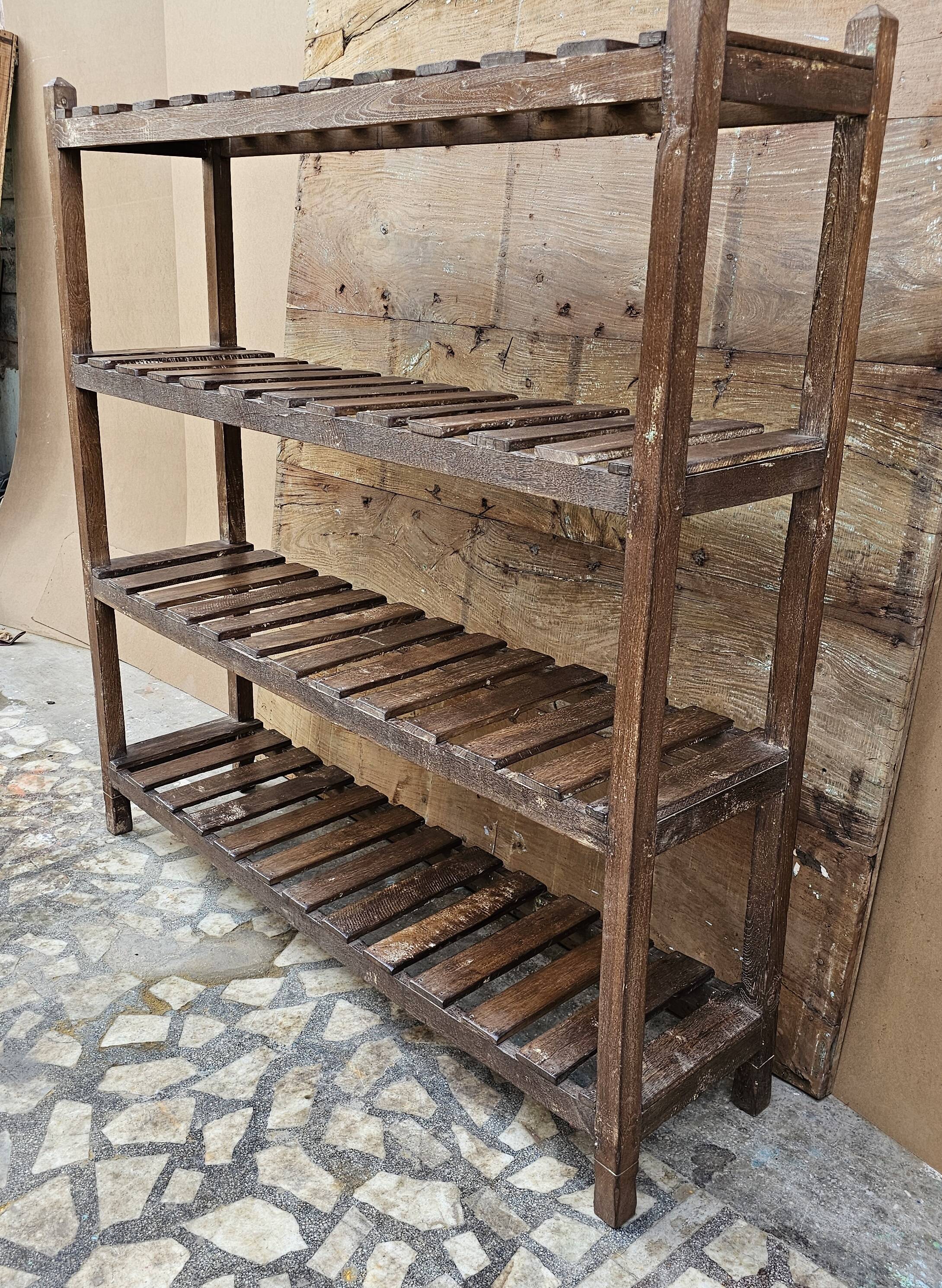 Antique Burmese teak workshop rack - shelf