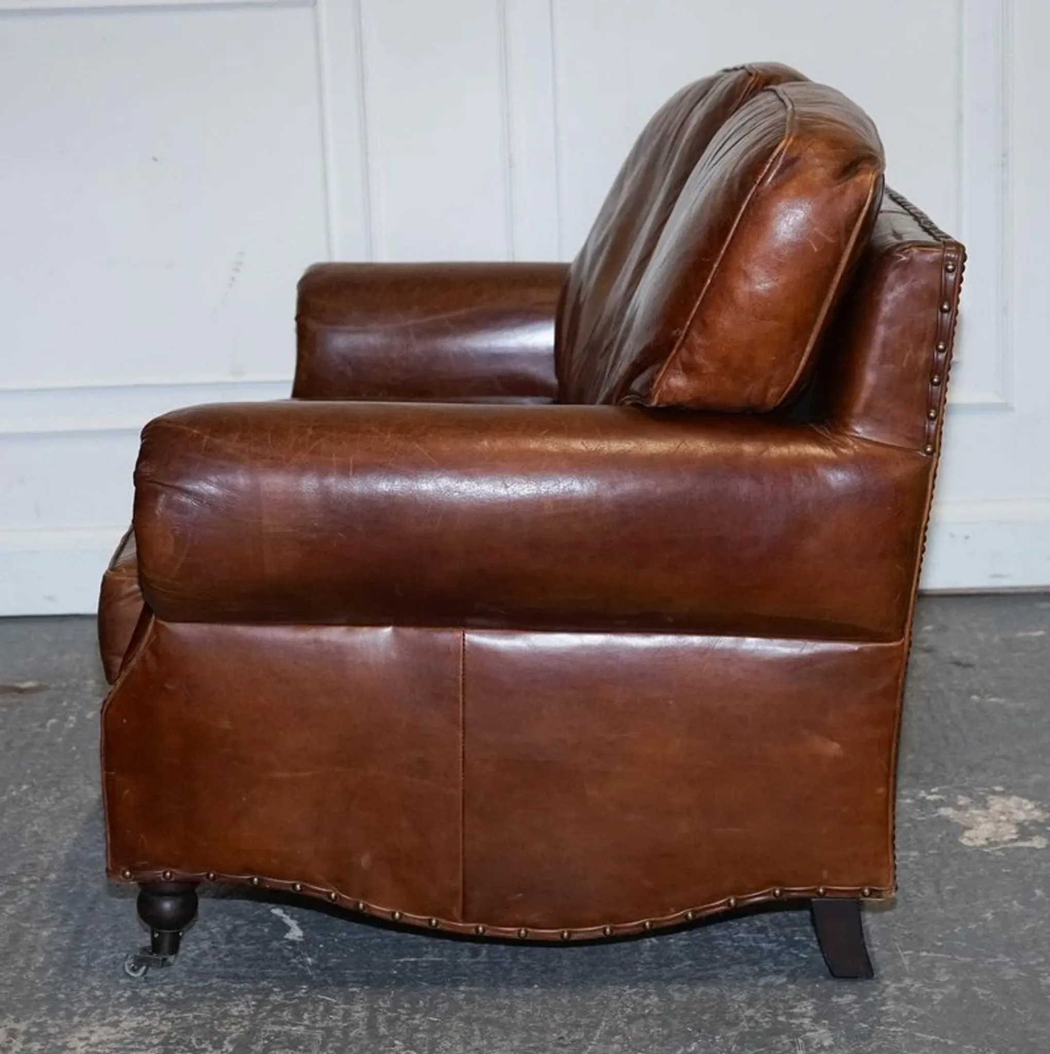 Brown Leather Two-Seater Sofa Balural in the Style of Halo and Timothy Oulton