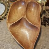 Wooden aperitif tray, leaf-shaped / empty vintage pocket