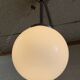 Art Deco aluminium suspension with XL opaline globe - mid 20th century.