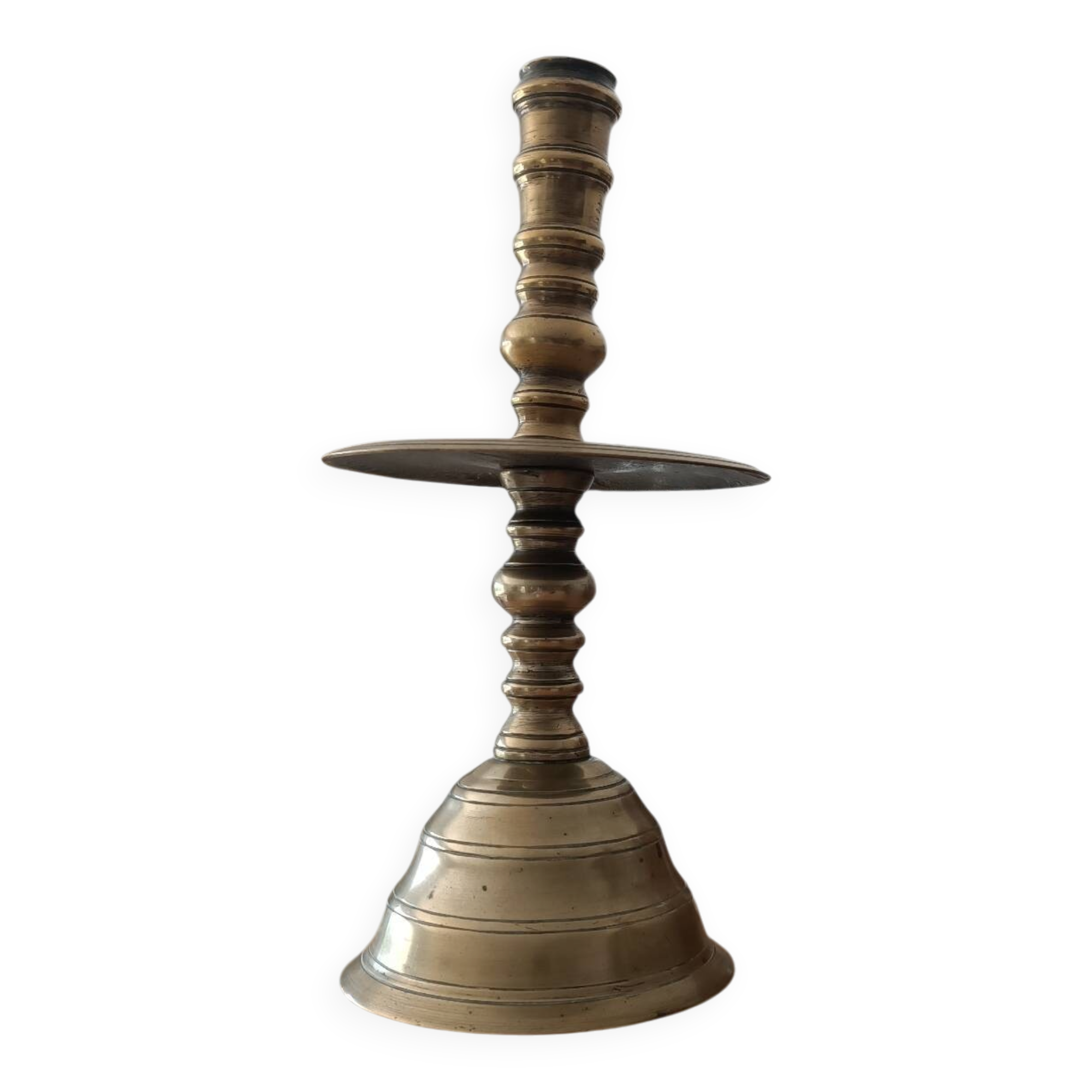 Bougeoir à disque en bronze