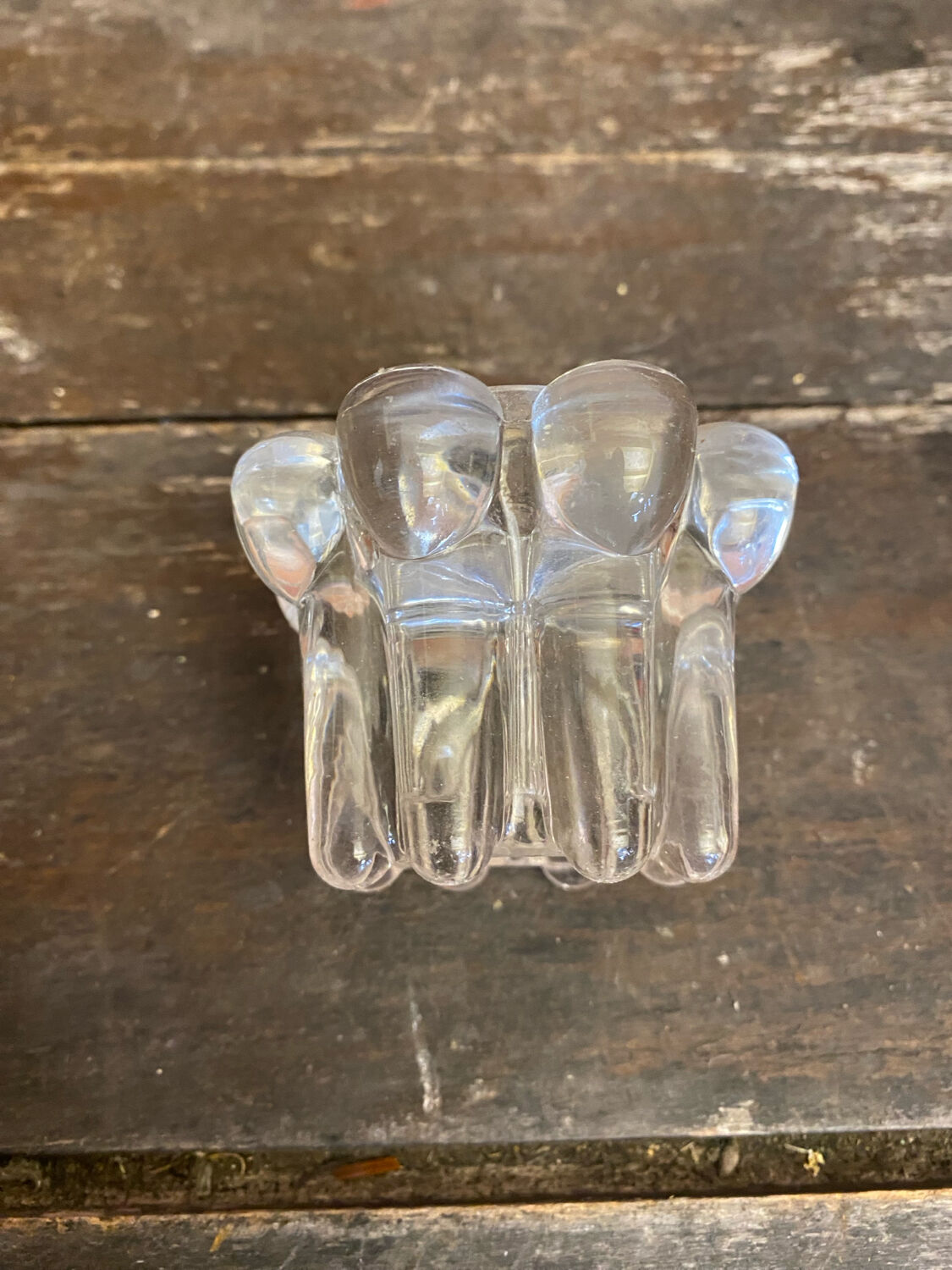Set of 4 Vintage Glass Moulded Candle Holders 1970s France