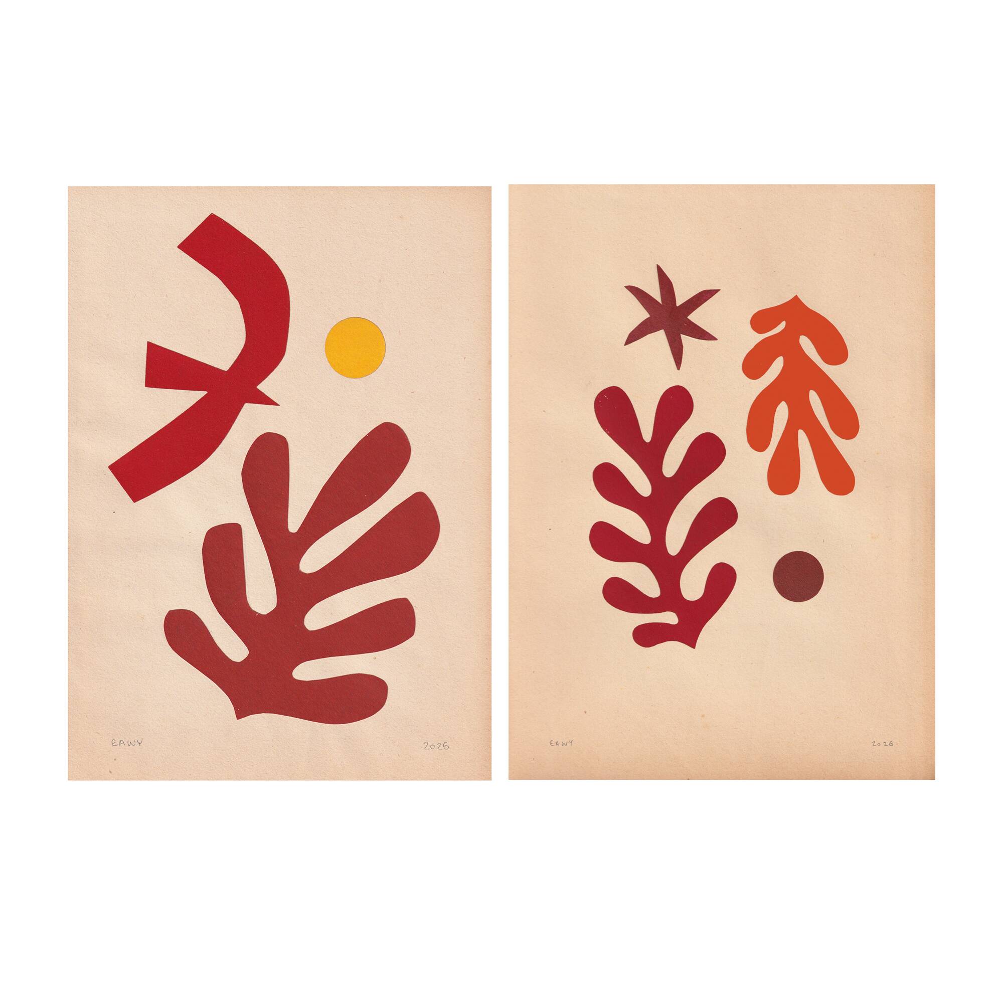 A duo of contemporary collages inspired by Matisse signed eawy.