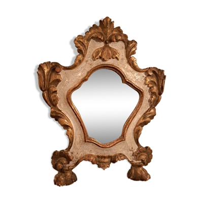 Miroir XVIIIème italien en bois doré et peint
