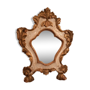 Miroir XVIIIème italien en bois doré et peint