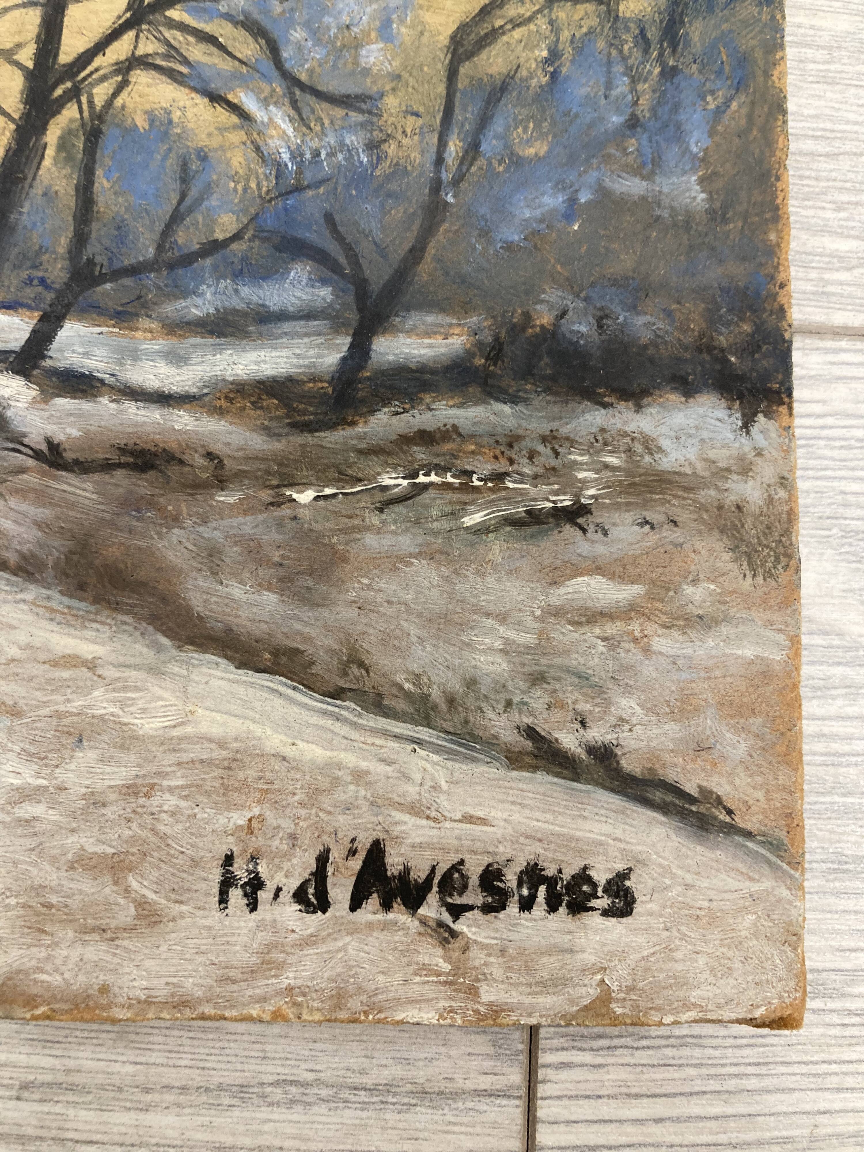 Oil on vintage landscape panel