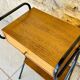 Vintage oak bedside table with black metal legs circa 50s/60s